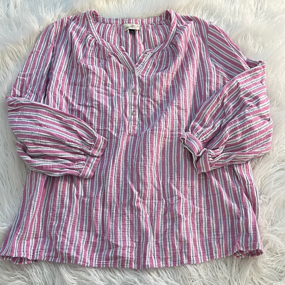 Pink and white striped long sleeve